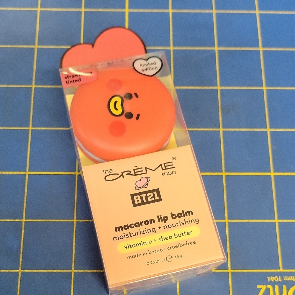 The Crème Shop BT21 Macaron 7.5g Lip Balm - Strawberry Milk NWT